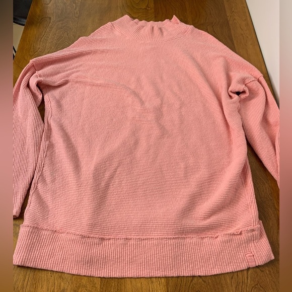 We The Free Tunic Sweater Pink Ribbed Oversized Size Small Mock Neck Cozy - Picture 4 of 10